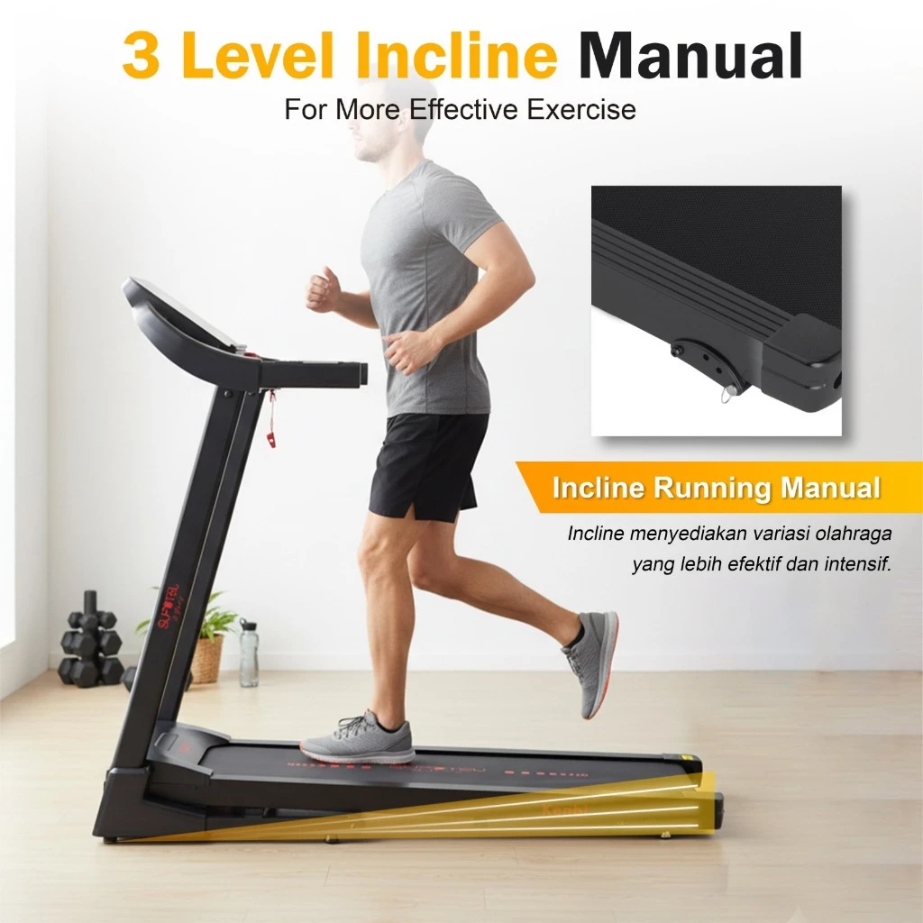 SUPOTSU Kenbi Hitam Treadmill Listrik Portable Multifungsi Gambar produk 5