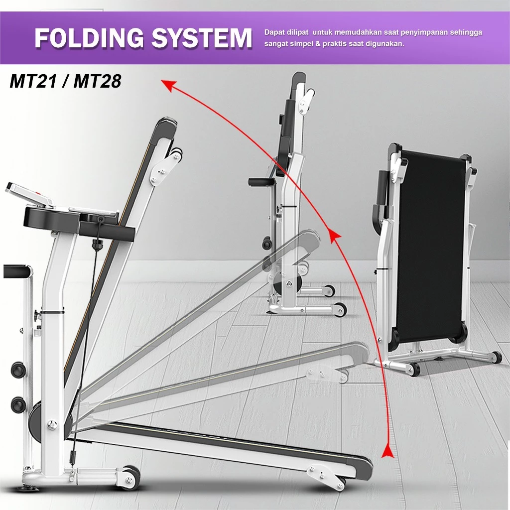 TWEN MT31 Treadmill Tanpa Listrik Portable Multifungsi Treadmil Gambar produk 6