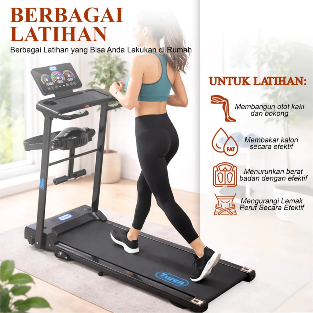 TWEN T209MA Treadmill Listrik Portable Multifungsi Treadmil Gambar produk 2