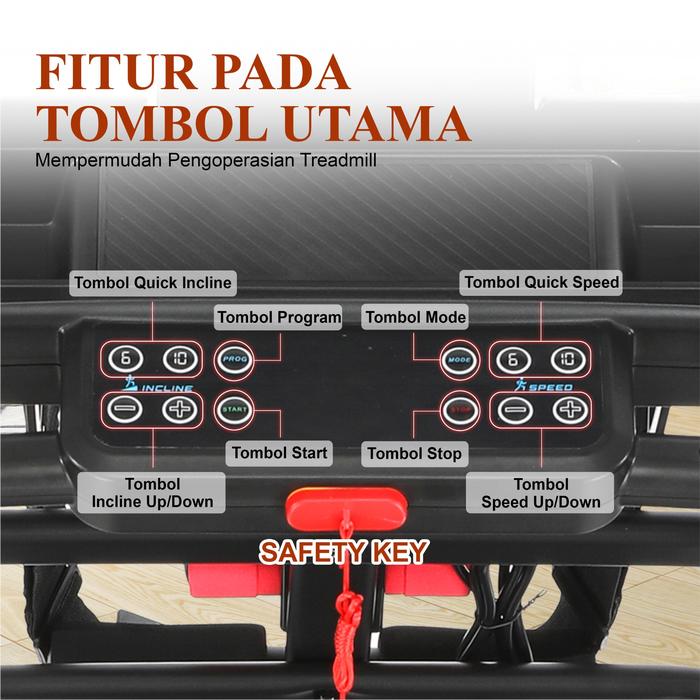 TWEN T695A Multi Treadmill Listrik Multifungsi Portable Treadmil Gambar produk 3
