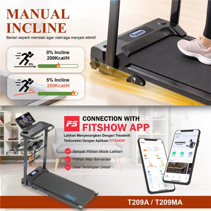 TWEN T209M Treadmil Listrik Multifungsi Treadmill Portable Lipat Gambar produk 3