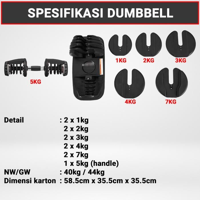 Twen Adjustable Dumbbell Set 40kg Alat Fitness Gambar produk 2