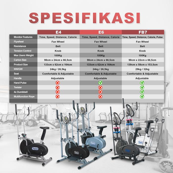 Twen E4N Orbitrack Tracer Elliptical Bike Sepeda Fitness Statis Gambar produk 5