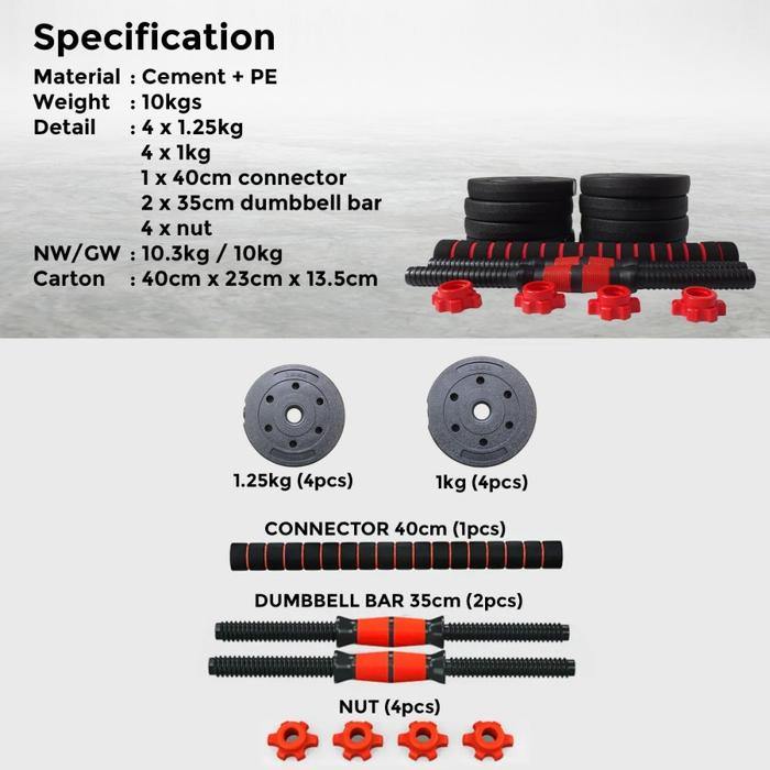 TWEN Dumbbell Set 10kg Gambar produk 2