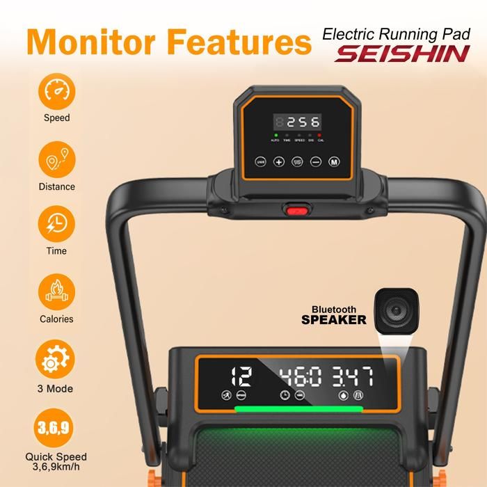 SUPOTSU Seishin Black Treadmill Listrik Portable Multifungsi Gambar produk 2
