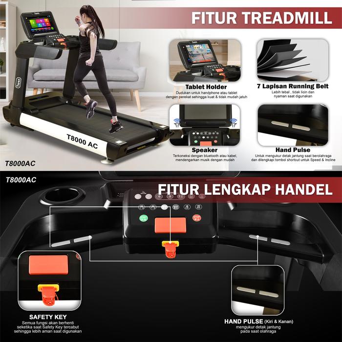 TWEN T8000AC Treadmill Listrik Multifungsi Portable Treadmil Gambar produk 3