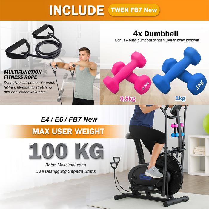Twen FB7 Black Elliptical Bike Tracer Cross Trainer Orbitrack Gambar produk 4