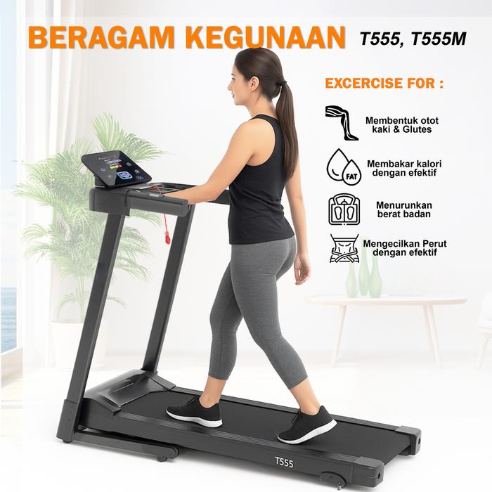 TWEN T555 Treadmill Listrik Portable Multifungsi Treadmil Lipat Gambar produk 5