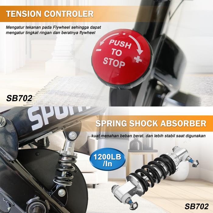 Twen SB702 + App Spinning Bike Sepeda Kardio Statis Fitness Alat Gambar produk 3