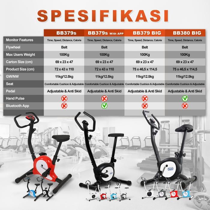 Twen BB379s Red Belt Bike New Big Exercise Fitness Alat Olahraga Gambar produk 5