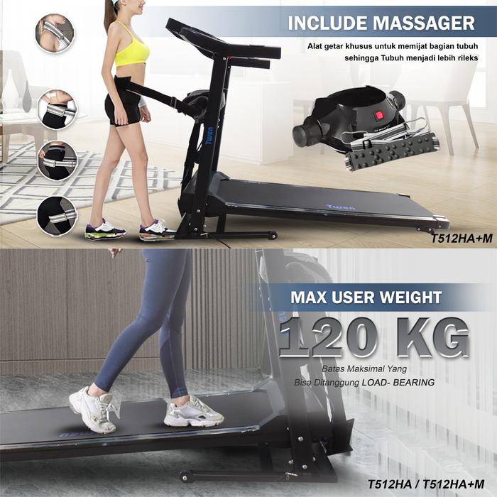 TWEN T512HA+M Treadmill Listrik Multifungsi Portable Treadmil Gambar produk 4