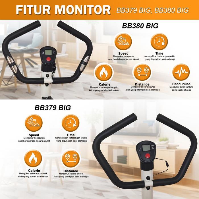 Twen BB379s Hitam + App Belt Bike Big Exercise Fitness Alat Gambar produk 2