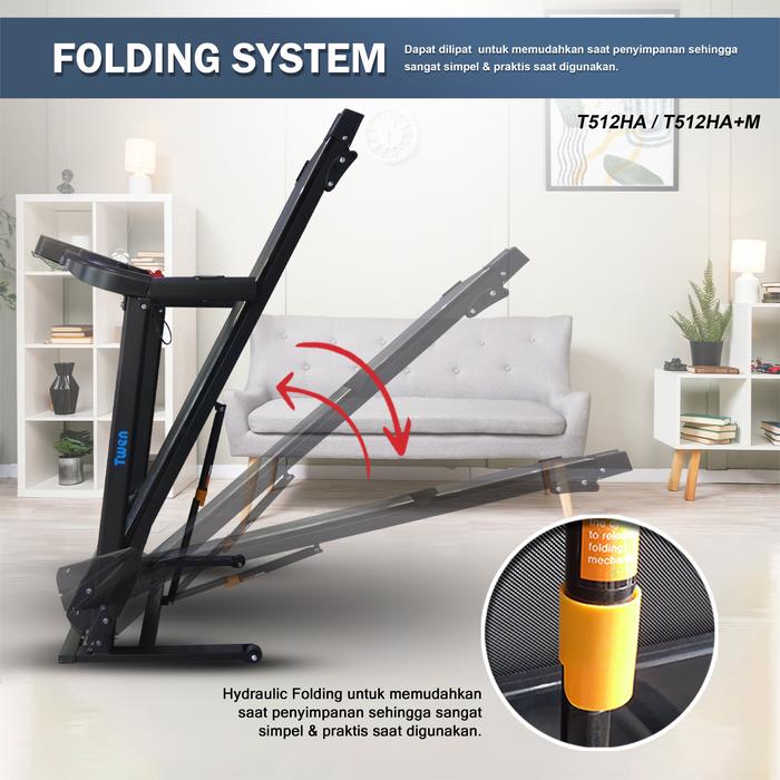 TWEN T512HA+M Treadmill Listrik Multifungsi Portable Treadmil Gambar produk 3