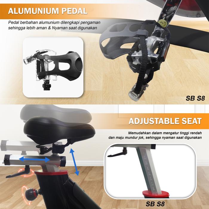 Twen CSB S8 Spin Bike Sepeda Kardio Statis Fitness Alat Olahraga Gambar produk 3