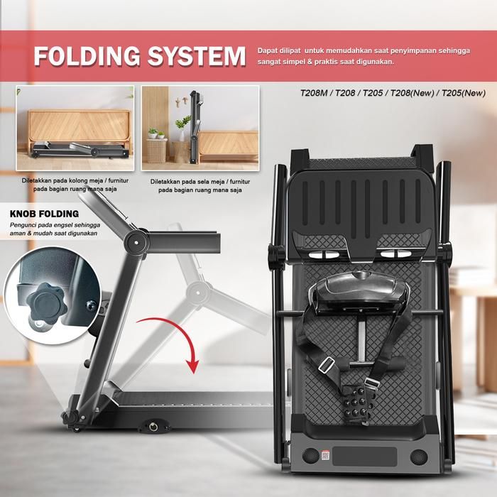 TWEN T208Incline+Knob Treadmil Listrik Treadmill Portable Gambar produk 3