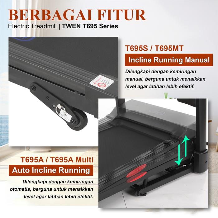 TWEN T695A Multi Treadmill Listrik Multifungsi Portable Treadmil Gambar produk 5