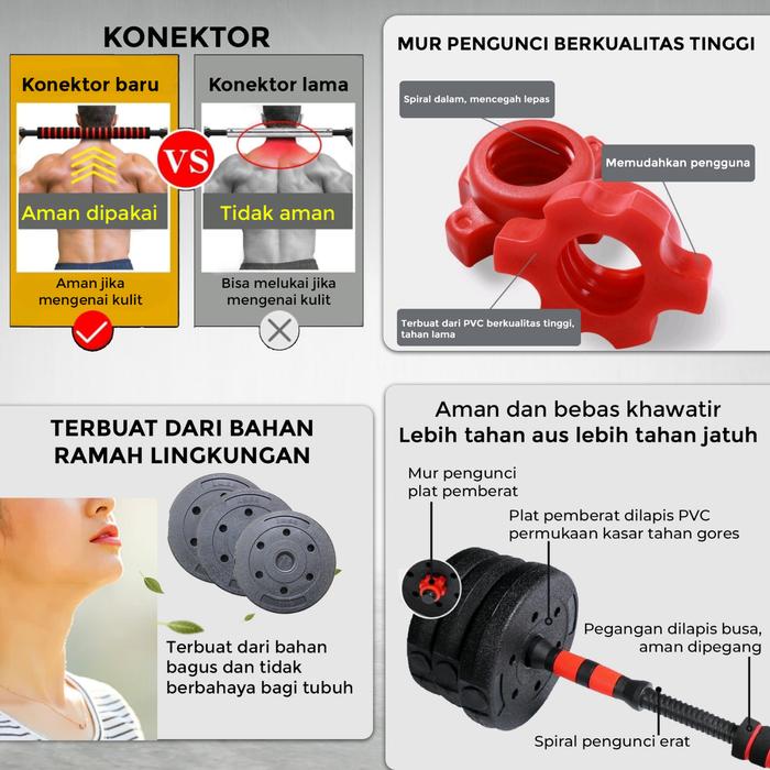 TWEN Dumbbell Set 30kg Gambar produk 4