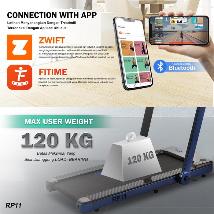 TWEN RP11 Biru Running Pad Treadmill Listrik Portable Gambar produk 4