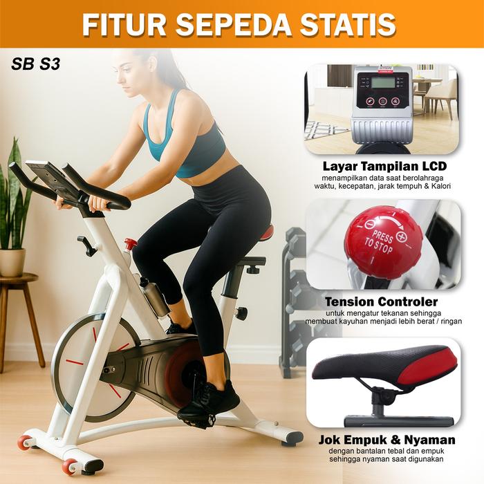 Twen S3 Black + App Spin Bike Sepeda Kardio Statis Fitness Alat Gambar produk 6