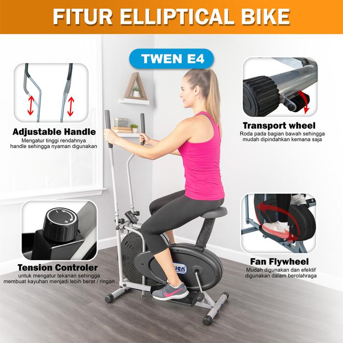 Twen FB7 Black Elliptical Bike Tracer Cross Trainer Orbitrack Gambar produk 6