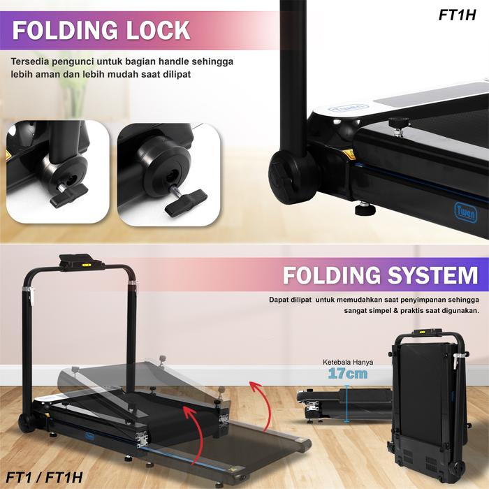 TWEN FT1H Running Pad Treadmill Listrik Portable Multifungsi Gambar produk 5