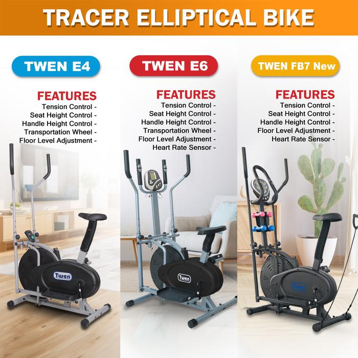 Twen E6 Silver Orbitrack Tracer Elliptical Bike Sepeda Fitness Gambar produk 6