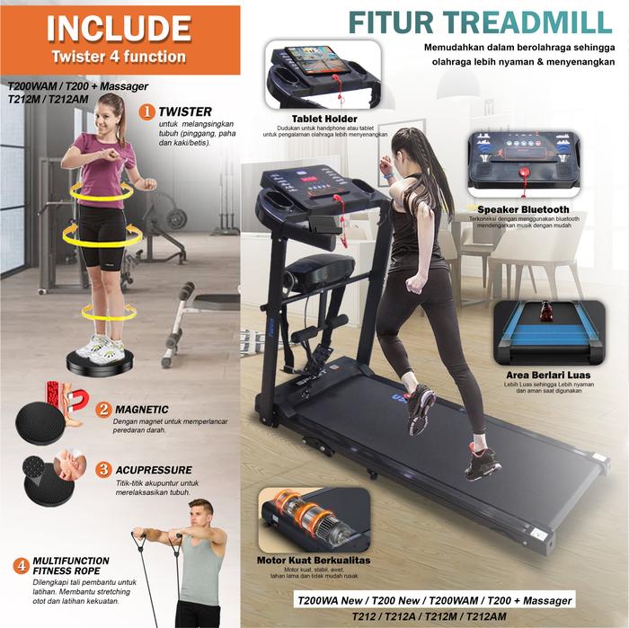 TWEN T212Real Treadmil Listrik Treadmill Portable Multifungsi Gambar produk 6