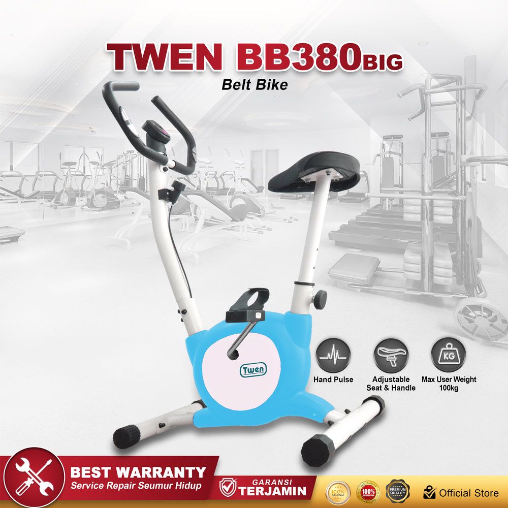 Twen BB380BIG Blue Belt Bike New Big Exercise Bike Belt Bike Fitness Alat Olahraga Gym