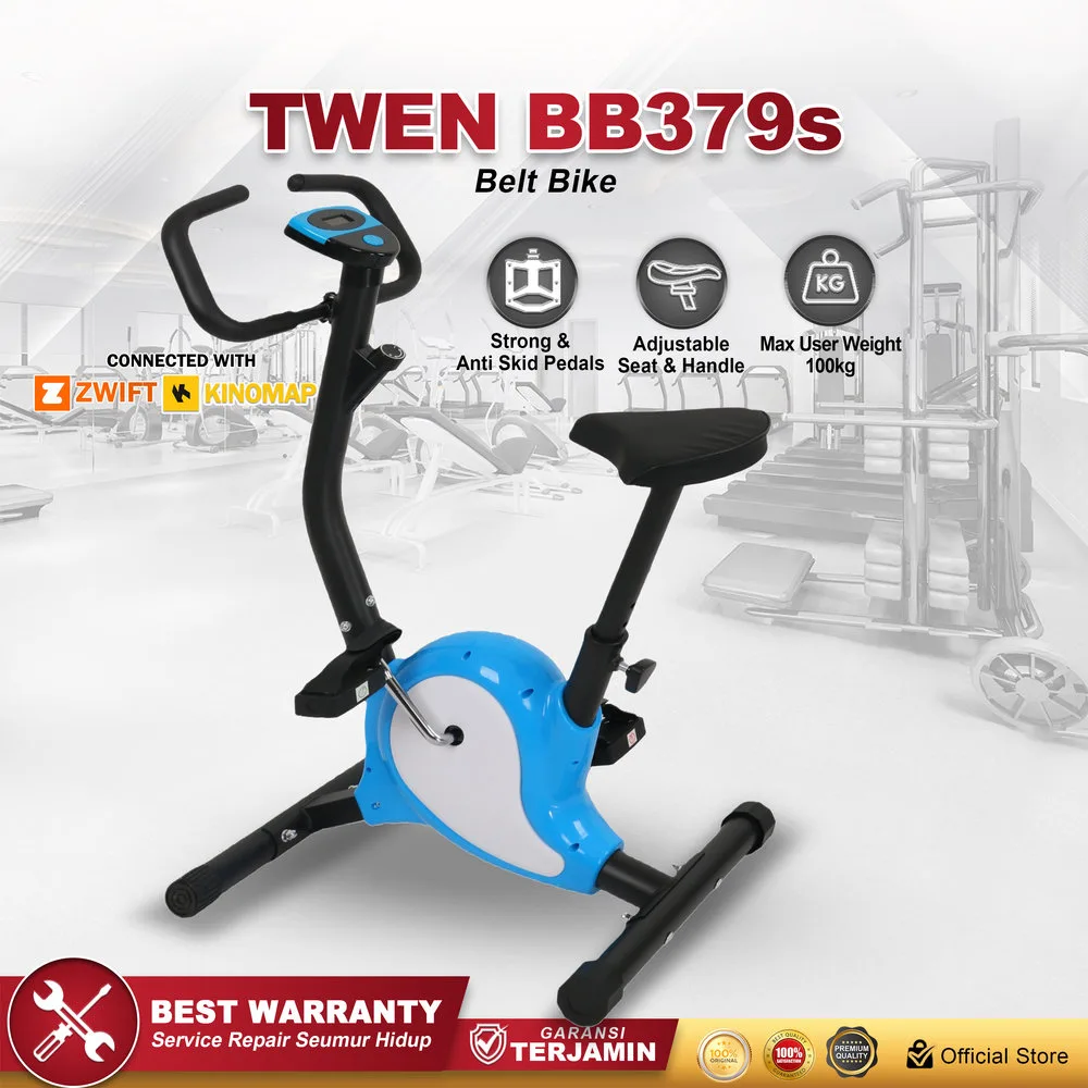 Twen BB379s Blue + App Belt Bike New Big Exercise Fitness Alat