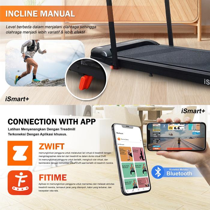 TWEN Ismart+ Running Pad Treadmill Listrik Portable Multifungsi Gambar produk 3