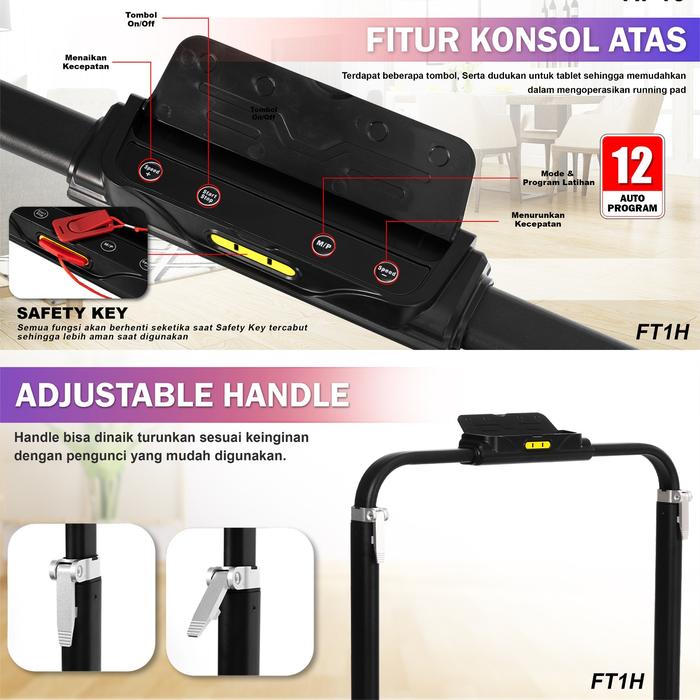 TWEN FT1 Running Pad Treadmill Listrik Portable Multifungsi Gambar produk 3