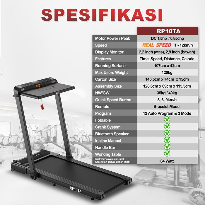 TWEN RP10TA Running Pad Treadmill Listrik Portable Multifungsi Gambar produk 2