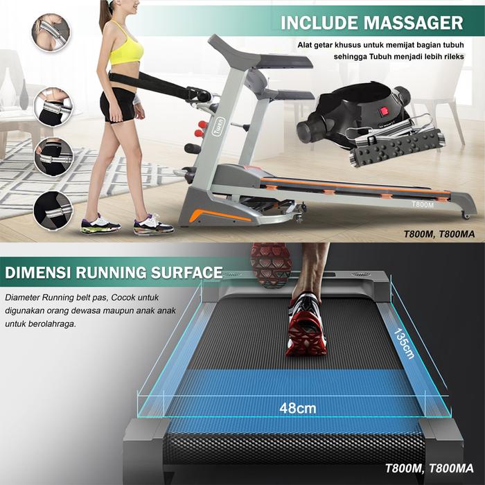 TWEN T800MA Treadmill Listrik Multifungsi Portable Treadmil Gambar produk 6