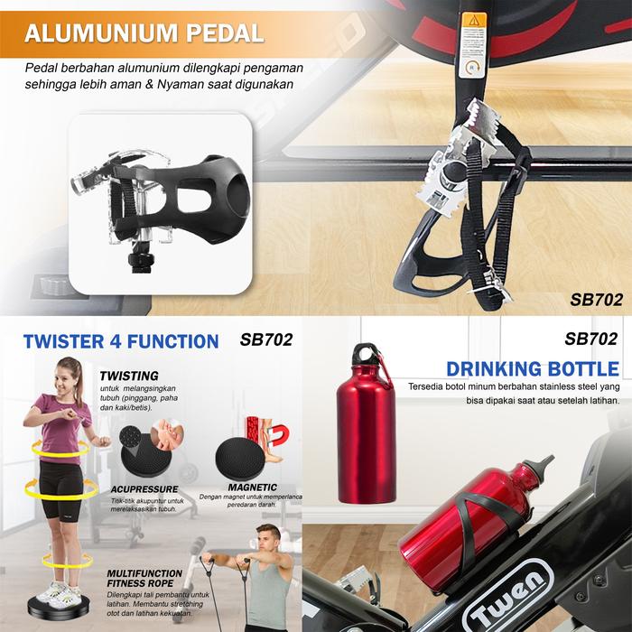 Twen SB702 + App Spinning Bike Sepeda Kardio Statis Fitness Alat Gambar produk 6