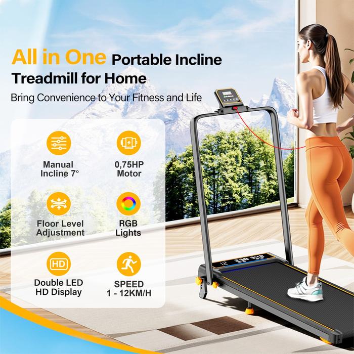 SUPOTSU Seishin Black Treadmill Listrik Portable Multifungsi Gambar produk 7