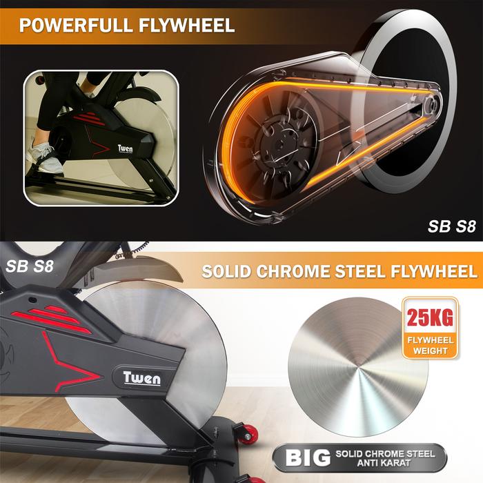 Twen CSB S8 Spin Bike Sepeda Kardio Statis Fitness Alat Olahraga Gambar produk 7
