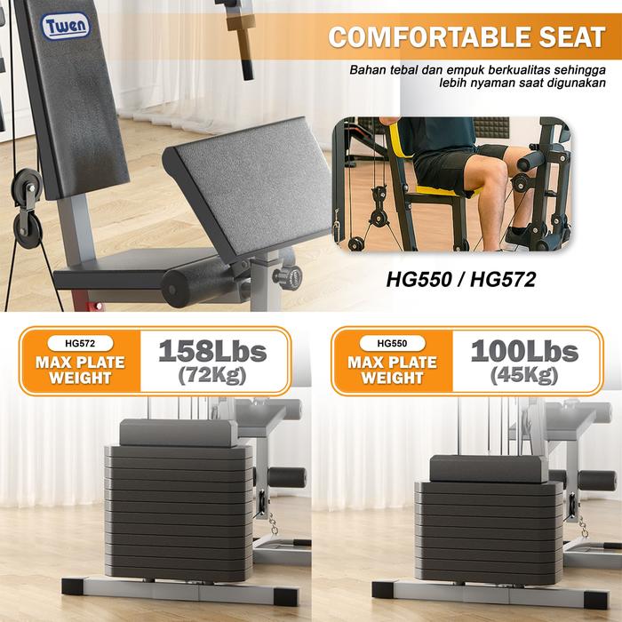 TWEN HG572 Alat Fitness Home Gym 1 Sisi Gambar produk 3