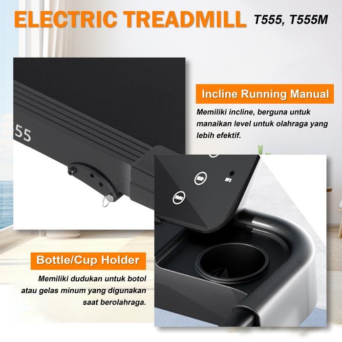 TWEN T555 Multi Treadmill Listrik Multifungsi Portable Treadmil Gambar produk 7