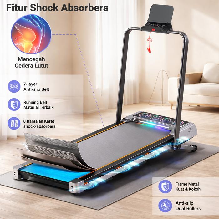 TWEN RPA8 Silver Treadmill Listrik Portable Multifungsi Treadmil Gambar produk 3