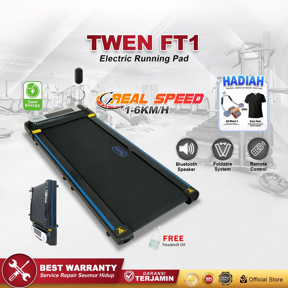 TWEN FT1 Running Pad Treadmill Listrik Treadmill Portable Treadmill Multifungsi Treadmil Lipat Alat Olahraga