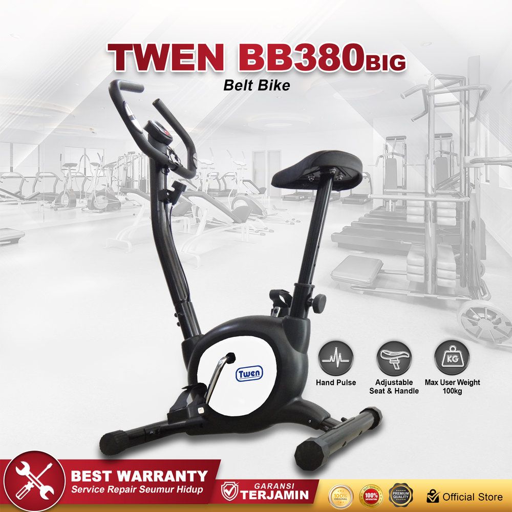 Twen BB380BIG Black Belt Bike New Big Exercise Bike Belt Bike Fitness Alat Olahraga Gym