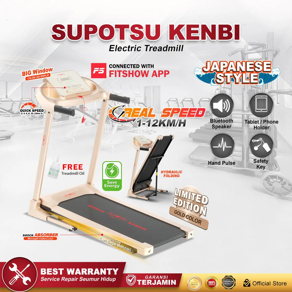 SUPOTSU Kenbi Gold Treadmill Listrik Portable Multifungsi