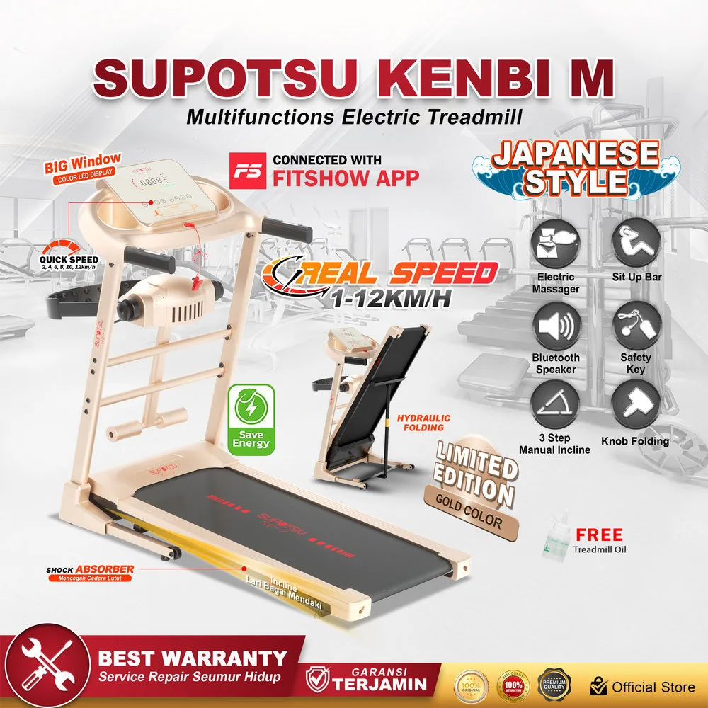 SUPOTSU Kenbi Gold Multi Treadmill Listrik Portable Multifungsi