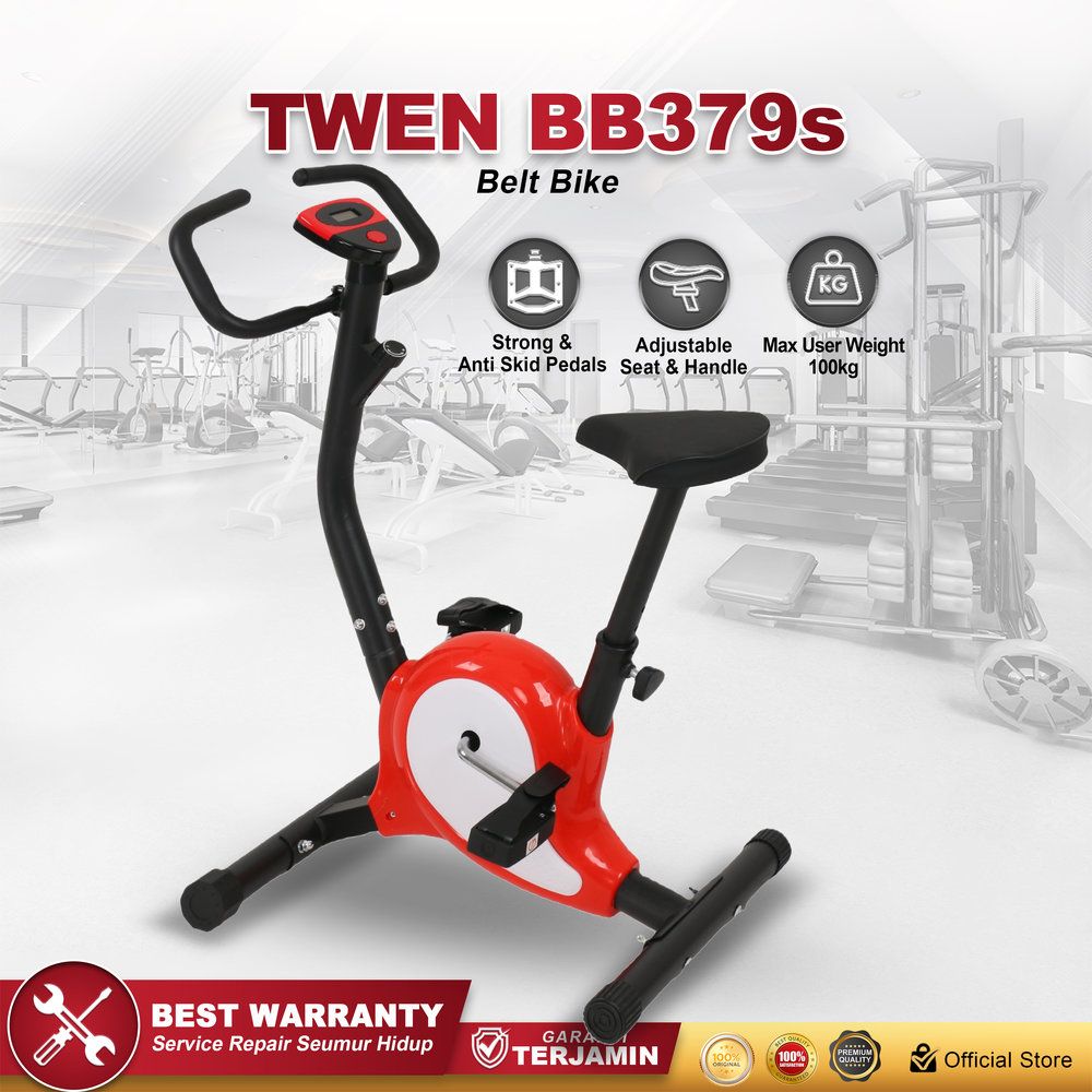 Twen BB379s Red Belt Belt Bike New Big Exercise Bike Belt Bike Fitness Alat Olahraga Gym