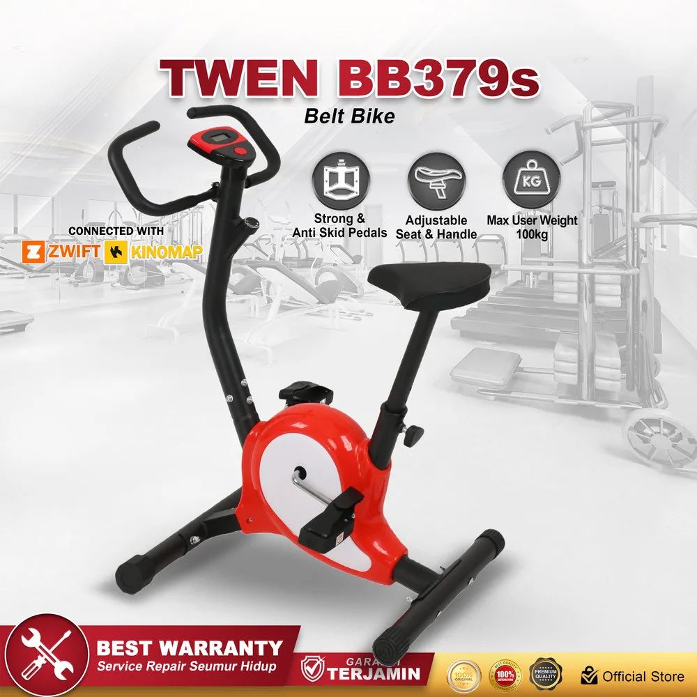 Twen BB379s Red + App Belt Bike New Big Exercise Fitness Alat