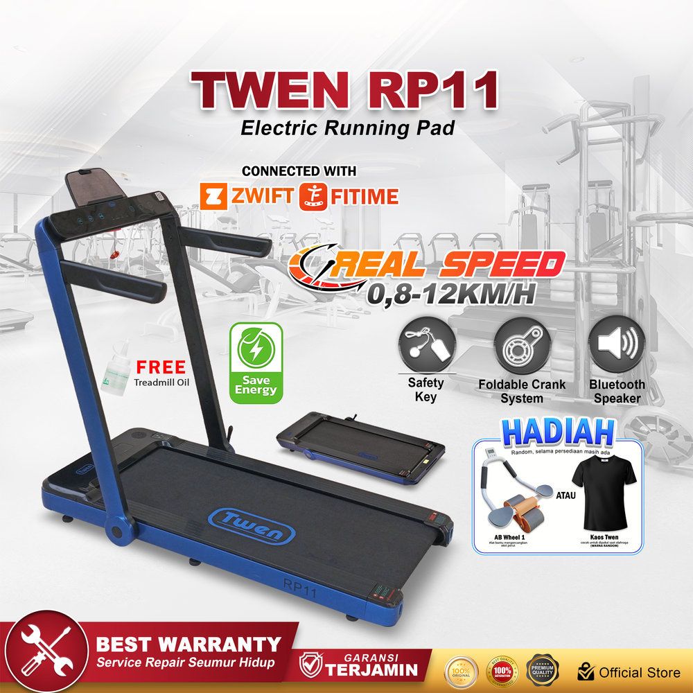 TWEN RP11 Biru Running Pad Treadmill Listrik Treadmill Portable Treadmill Multifungsi Treadmil Lipat Alat Olahraga