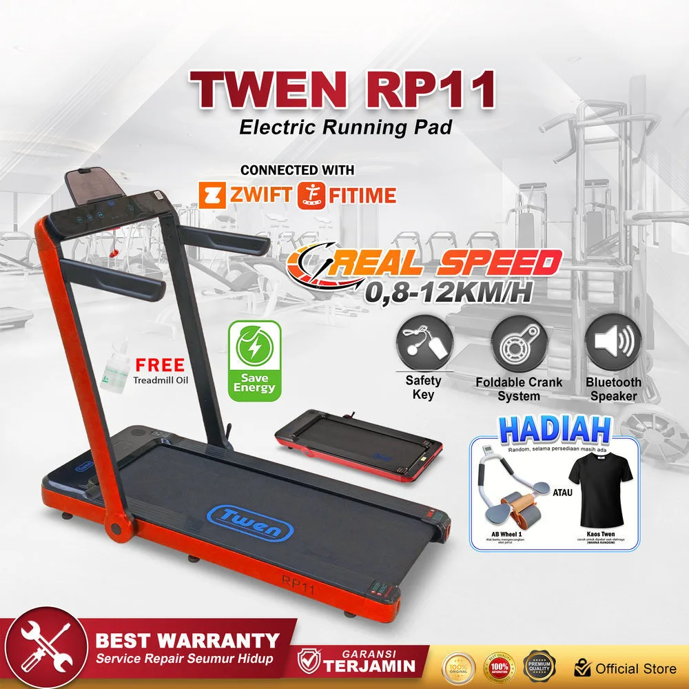 TWEN RP11 Merah Running Pad Treadmill Listrik Portable