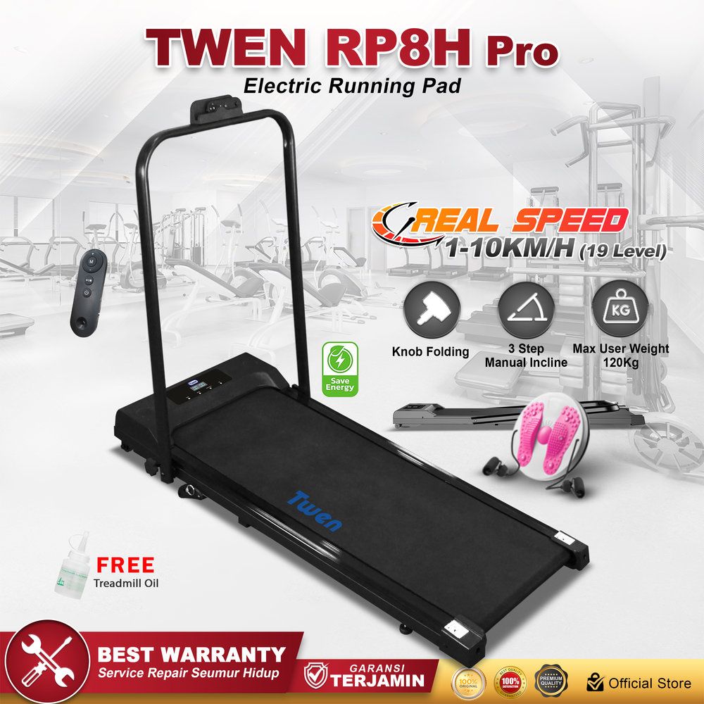 TWEN RP8HPro Running Pad Black Treadmill Portable Treadmill Multifungsi Treadmil Lipat Alat Olahraga