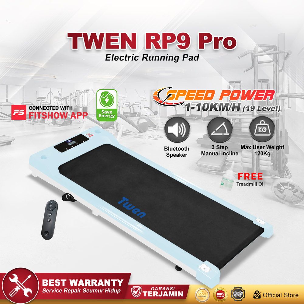 TWEN RP9HPro Sky Blue Running Pad Treadmill Listrik Treadmill Portable Treadmill Multifungsi Treadmil Lipat Treadmill Elektrik Alat Olahraga