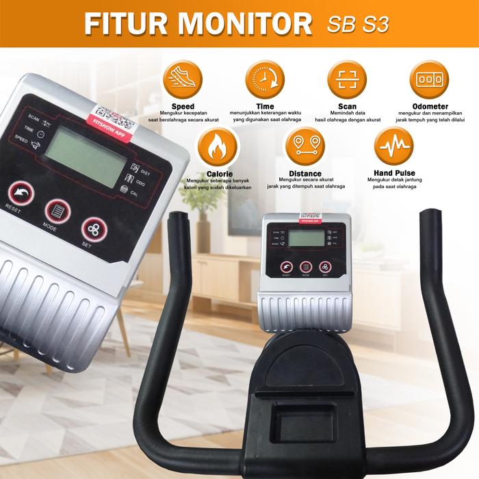 Twen S3 Black + App Spin Bike Sepeda Kardio Statis Fitness Alat Gambar produk 8